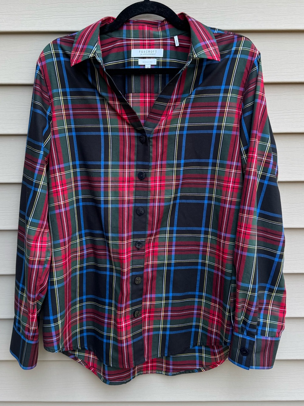 Foxcroft for Appleseed’s Size 14 Tartan Plaid Wrinkle Free Button Down